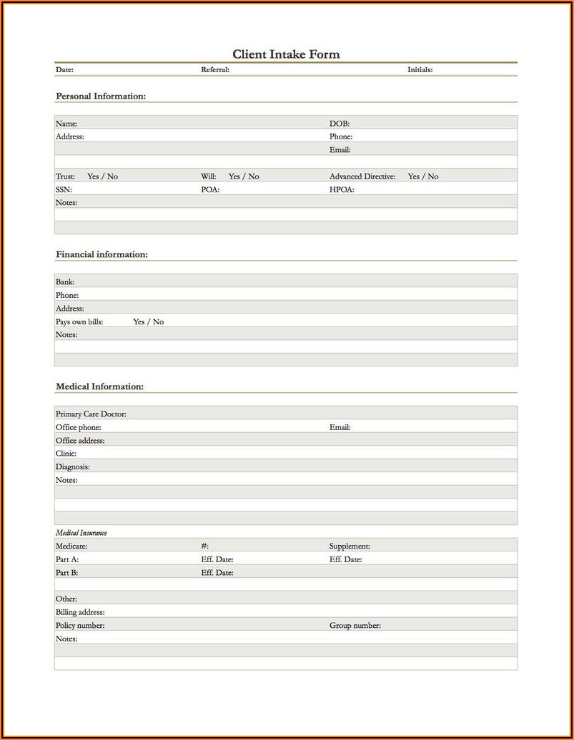 New Bookkeeping Client Intake Form