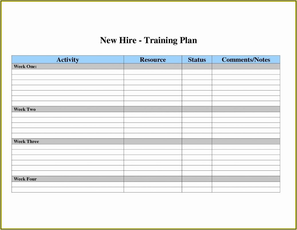 New Employee Training Plan Template Excel