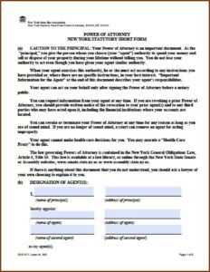 New York Durable Power Of Attorney Form