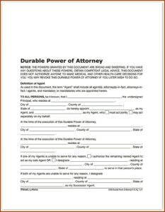 New York State Durable Power Of Attorney Form 2017