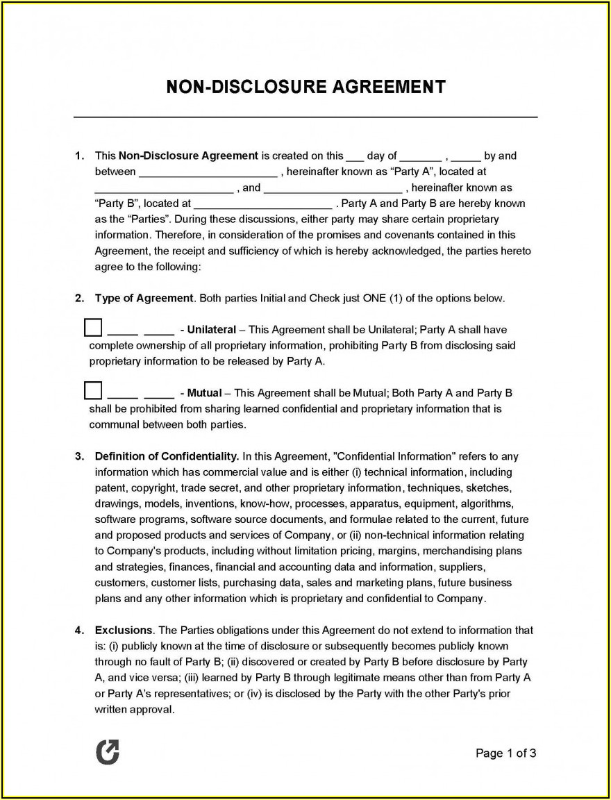 Non Disclosure Agreement Template Free Ireland