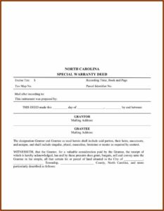 North Carolina General Warranty Deed Template