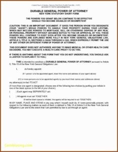 Nys Durable General Power Of Attorney Form