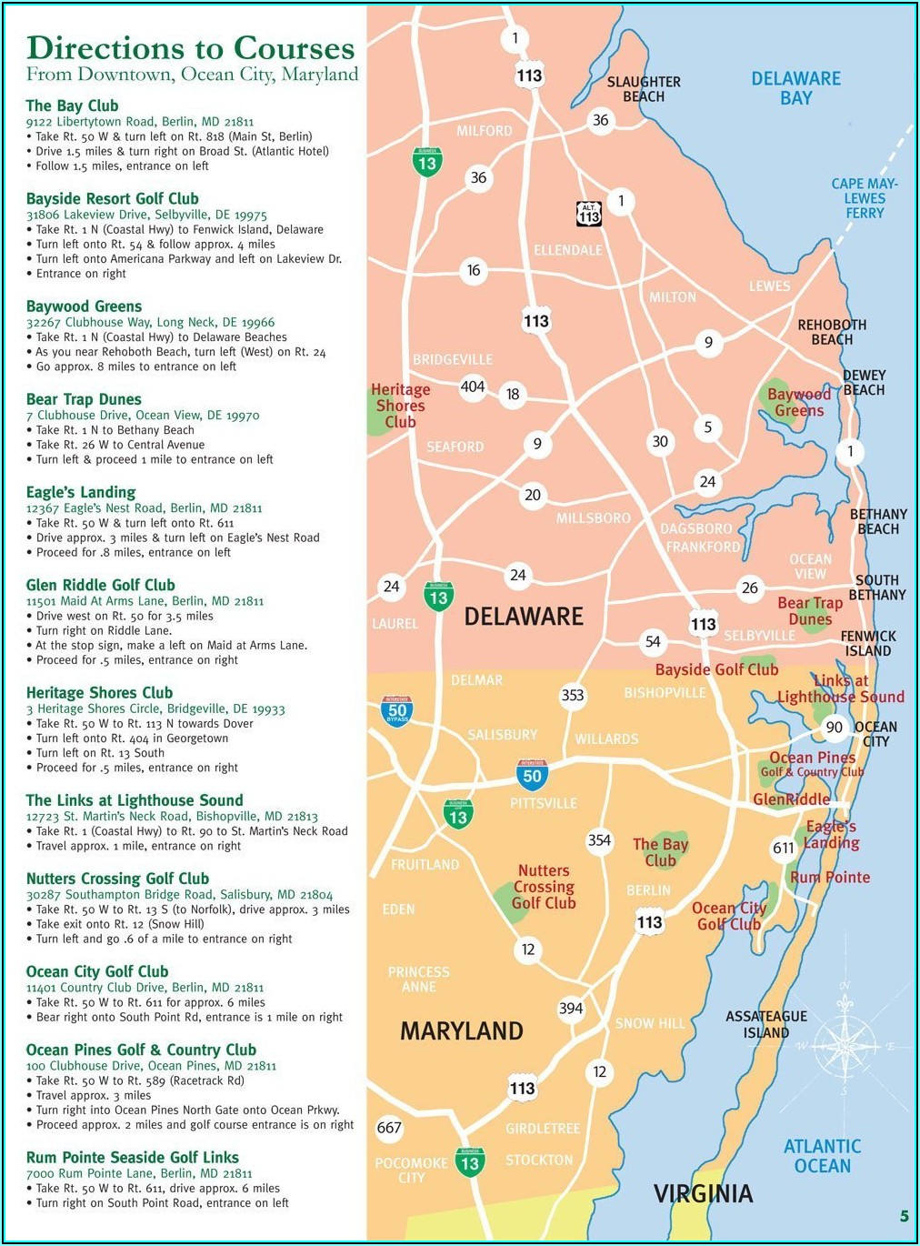 Ocean City Md Golf Courses Map