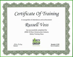 Osha 30 Hour Card Template