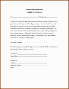 Personal Trainer Waiver And Release Form Template