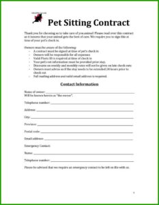 Pet Sitter Contract Template Free
