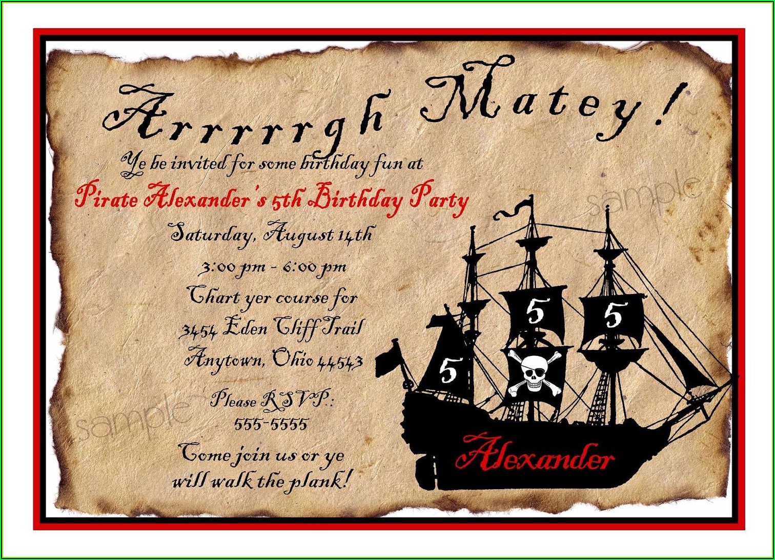 Pirate And Princess Party Invitations Template Free