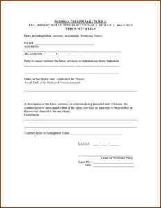 Pre Lien Notice Form Texas