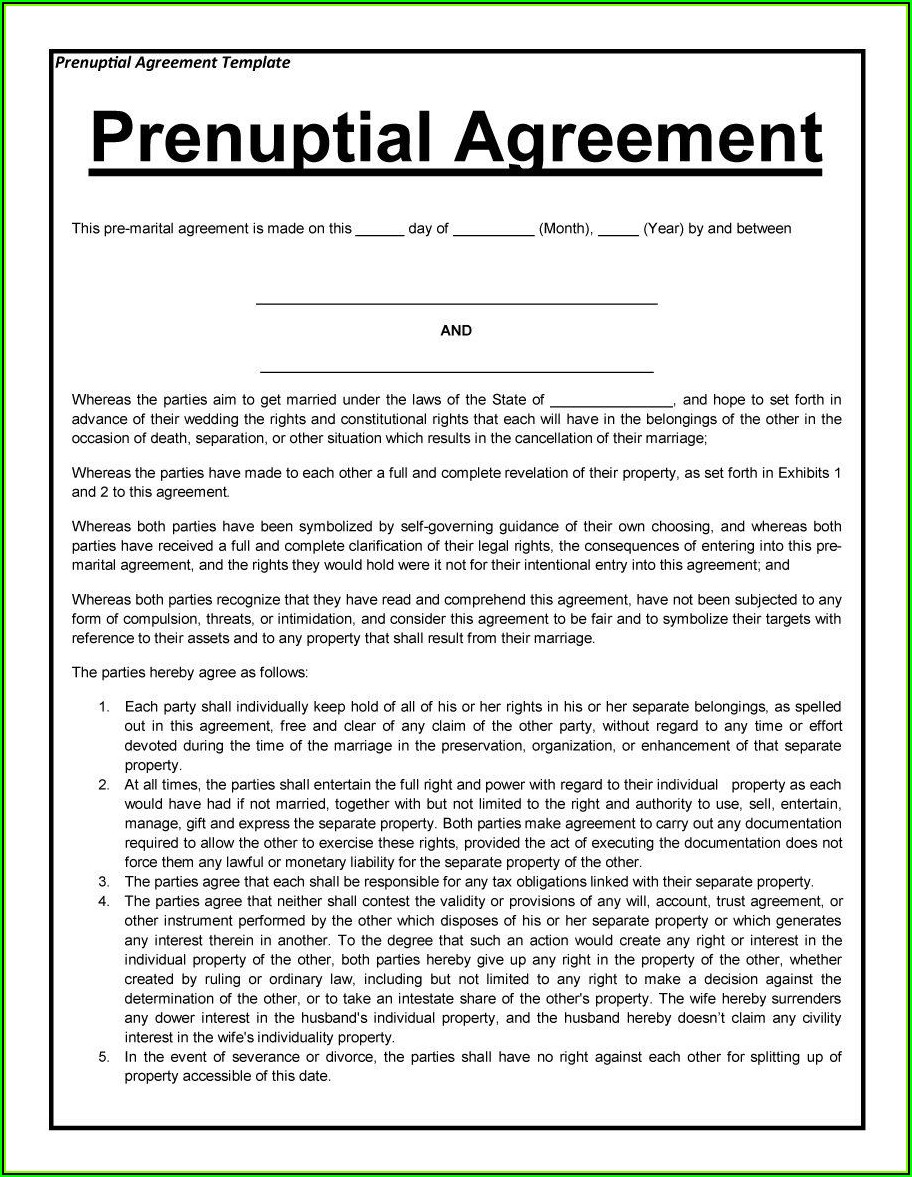 Prenuptial Agreement Template Uk