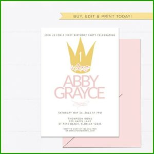 Princess Crown Birthday Invitation Template