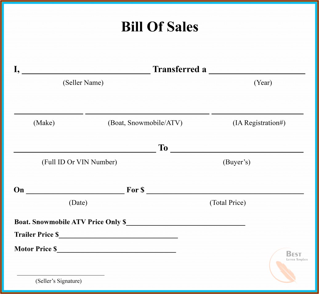Printable Auto Bill Of Sale Form Nh