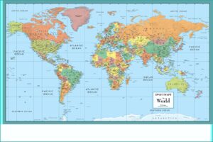 Rand Mcnally World Wall Map M Series 32x50 Frame Edition