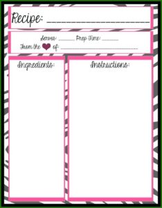 Recipe Scrapbook Templates