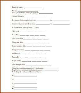 Restaurant Evaluation Form Template