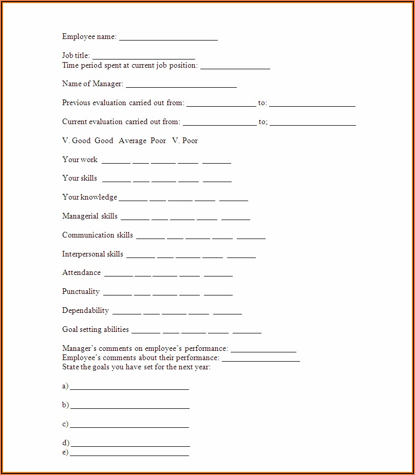 Restaurant Evaluation Form Template