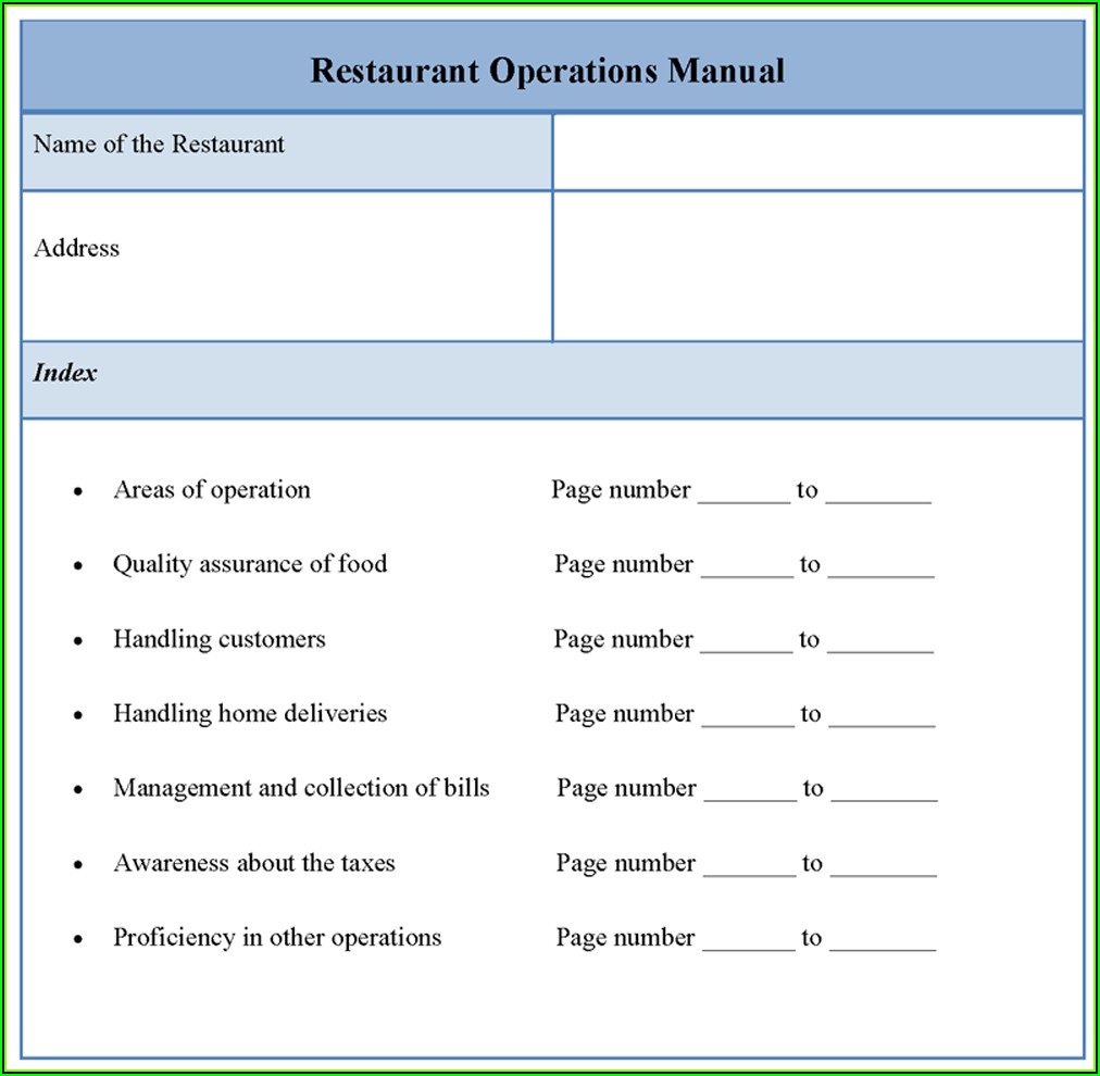 Restaurant Operations Manual Template