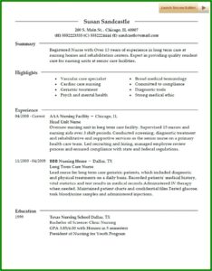Resume Template Nurses Free