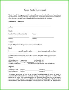 Room For Rent Agreement Template Free