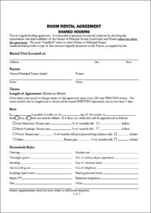 Room Rent Contract Template Uk