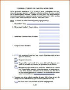 Sample Durable Power Of Attorney Tennessee