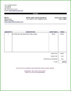 Sample Invoice Template In Word