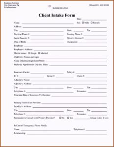 Sample Legal Client Intake Form
