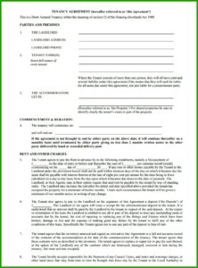 Simple Tenancy Agreement Template Free Download
