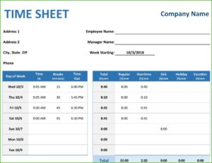 Simple Weekly Timesheet Template Excel