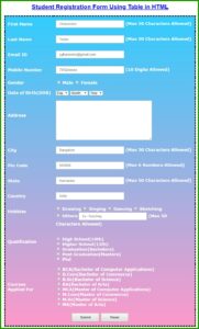 Student Registration Form Css Template Free Download