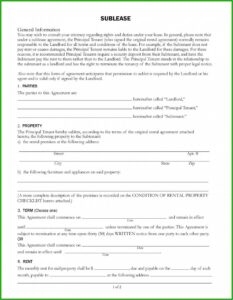 Sub Letting Tenancy Agreement Template