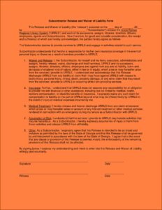 Subcontractor Workers Comp Waiver Form