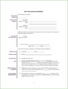 Sublet Lease Agreement Template New York