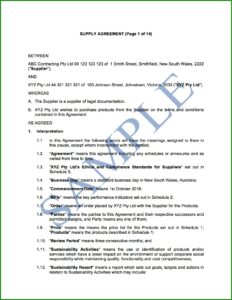 Supply Agreement Template Free Australia