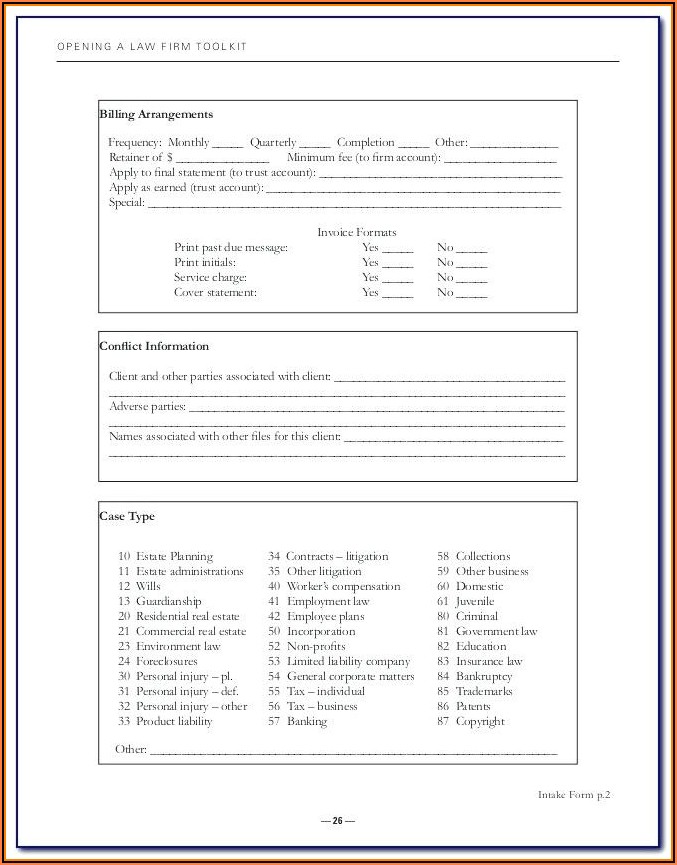 Tax Client Intake Form Template 2018