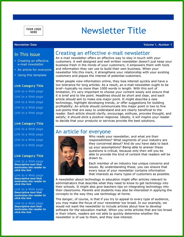 Template For Email Newsletter In Word