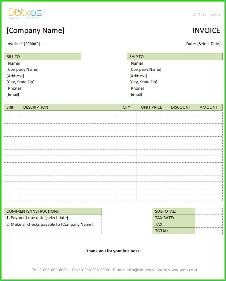 Template For Proforma Invoice Word