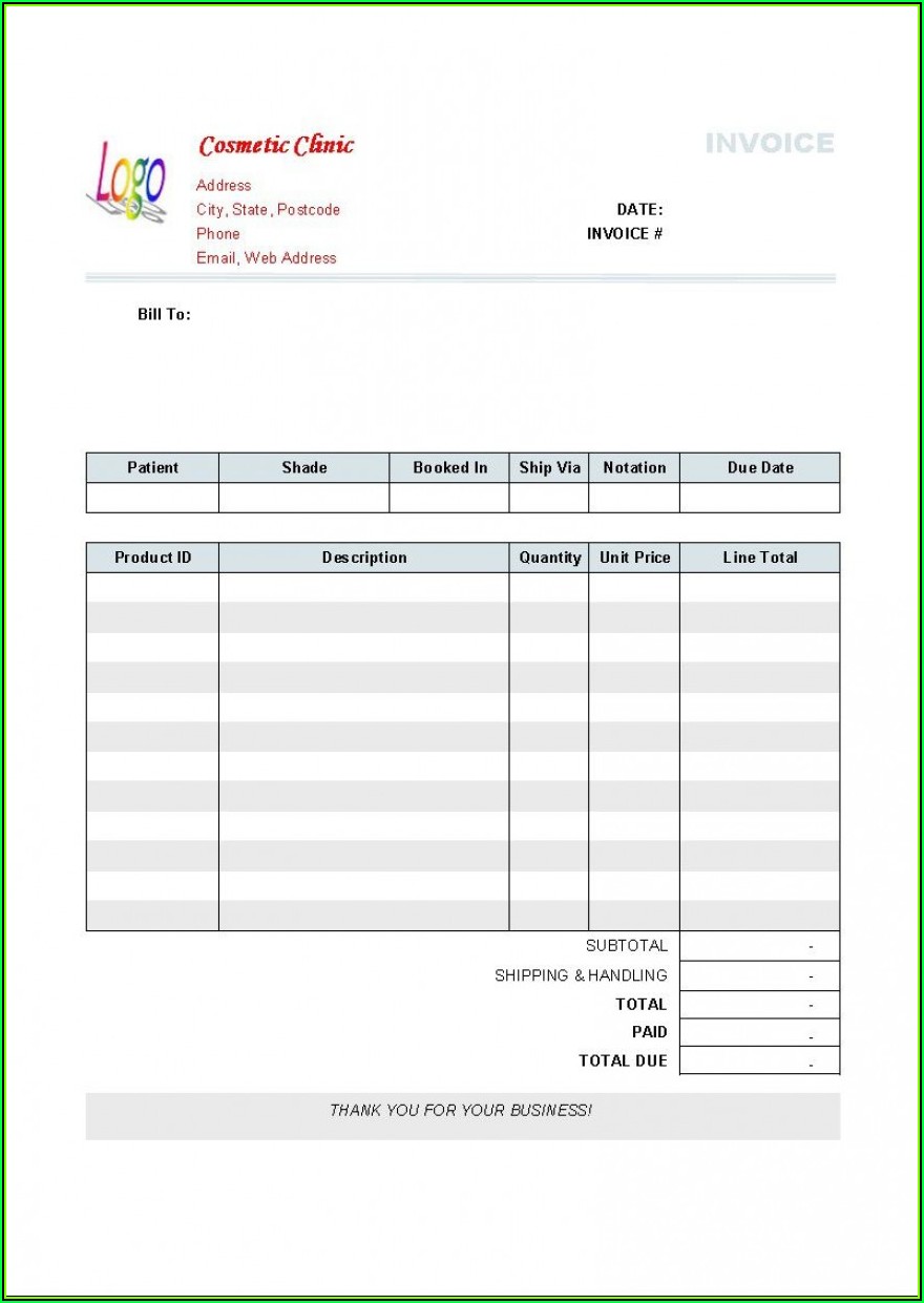 Template For Service Invoice In Word Free