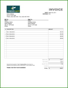 Template Of An Invoice In Microsoft Word