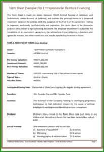 Term Sheet Template Doc