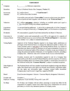Term Sheet Template Pdf