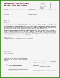 Unconditional Lien Waiver Form