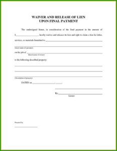 Unconditional Lien Waiver Template Florida