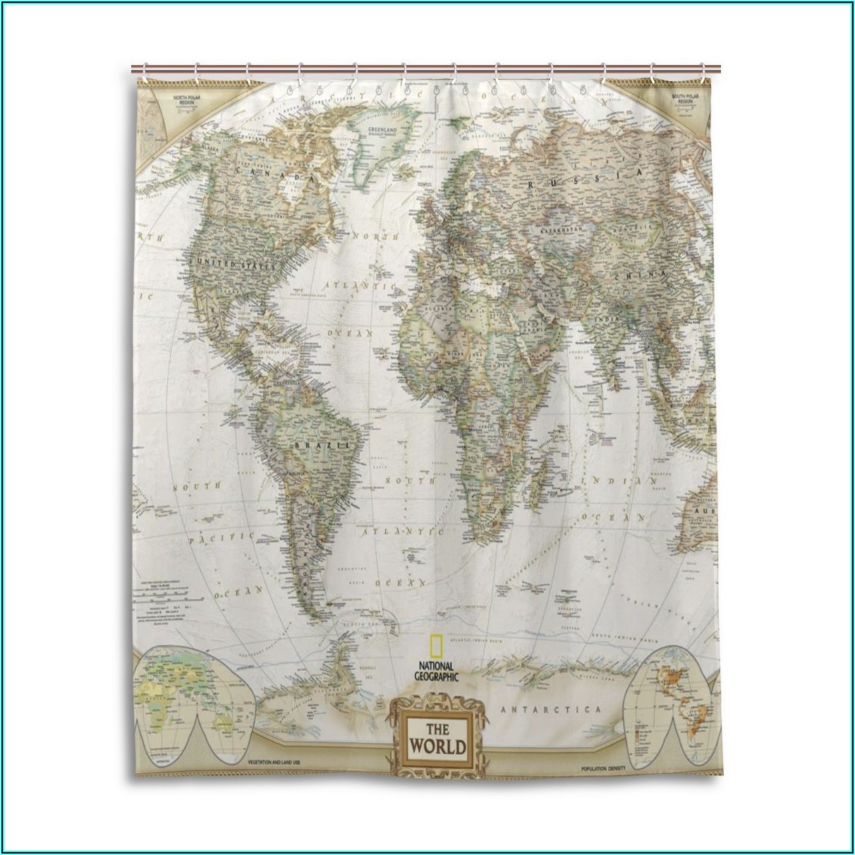 Vintage World Map Shower Curtain