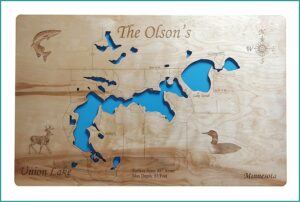 Wood Carved Lake Maps Mn