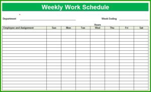 Work Schedule Templates Monthly