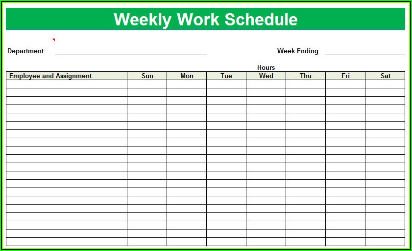 Work Schedule Templates Monthly