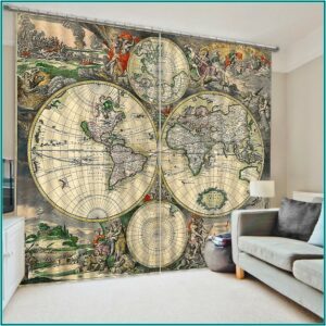 World Map Window Curtains