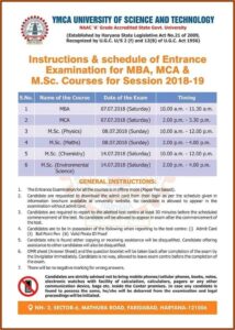 Ymca Faridabad Admission Form 2019