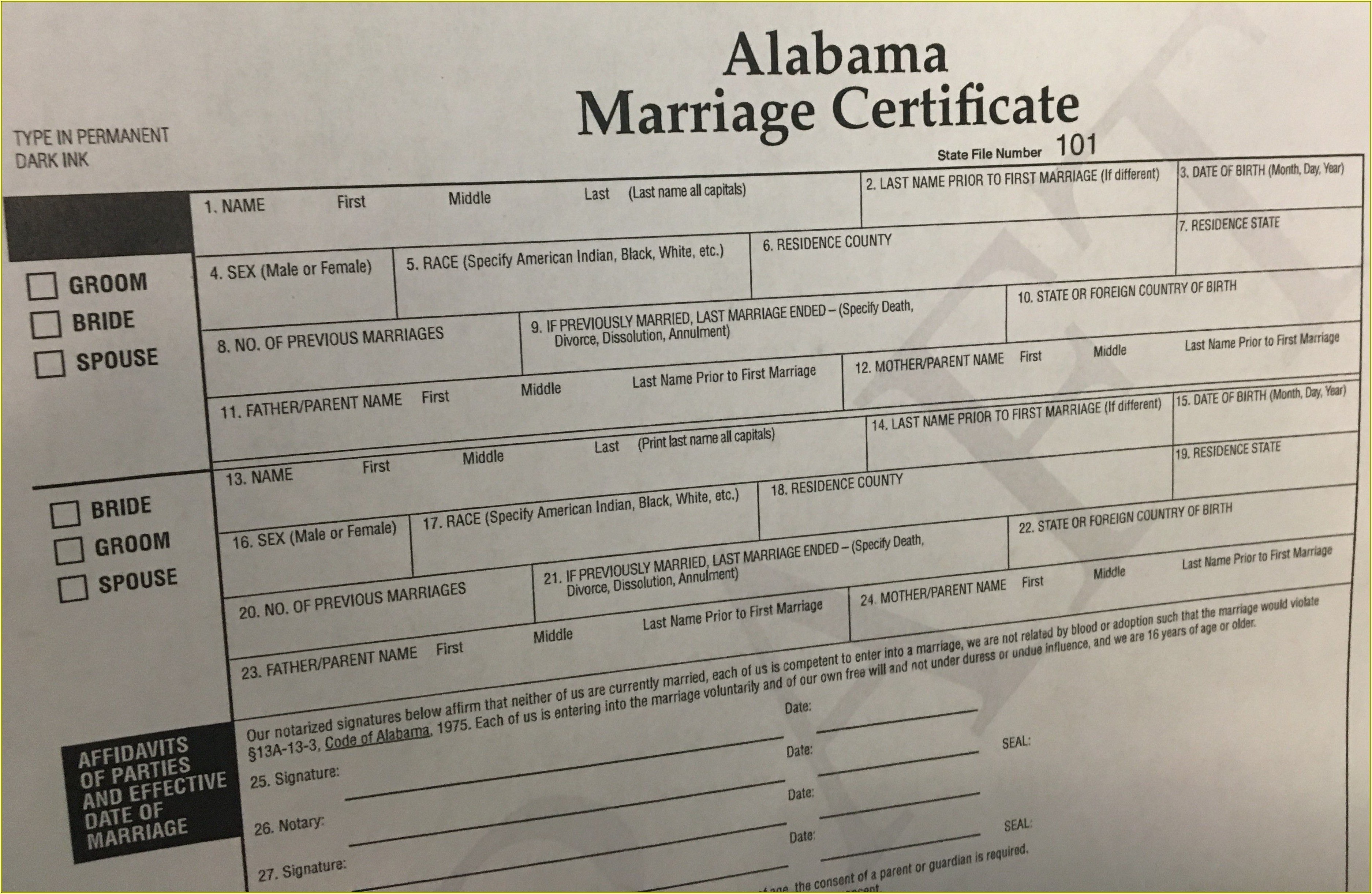 Alabama Birth Certificate Replacement Form
